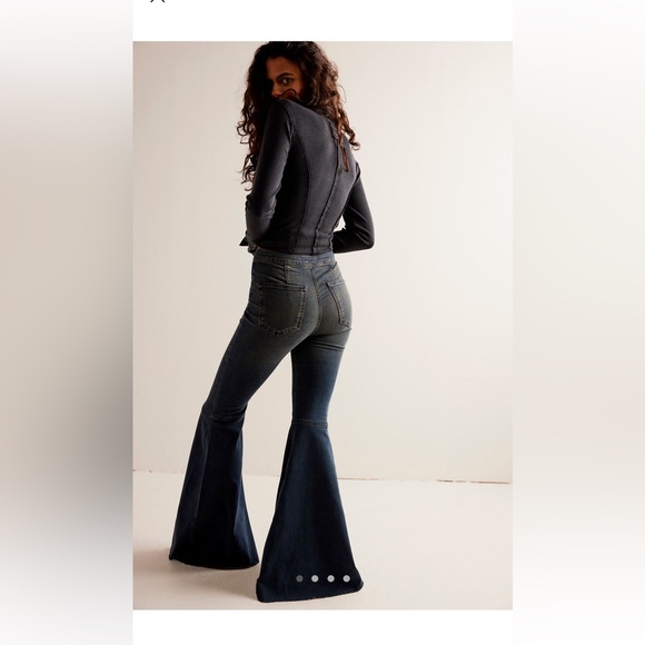 Free People - Just Float On Flare Jeans Washed Black Size 29 - Picture 2 of 14